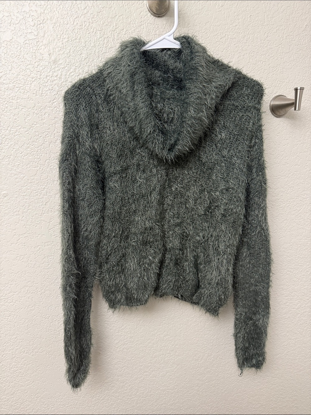 Charlotte Russe Olive Green Fuzzy Cowl Neck Sweater